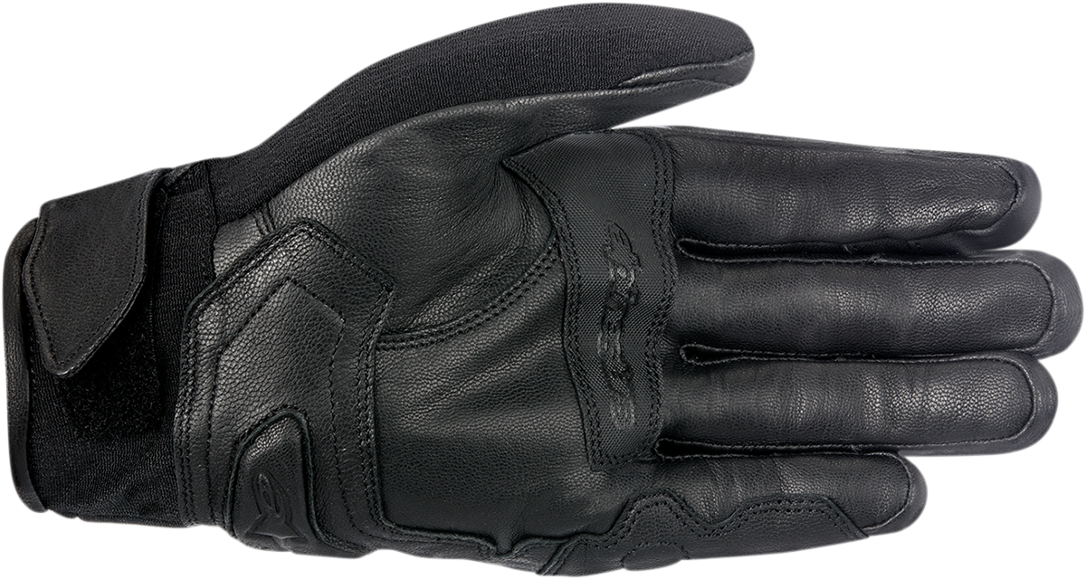 Black Alpinestars Warden Gloves in 3XL size, showing durable leather and protective knuckles with adjustable wrist straps.