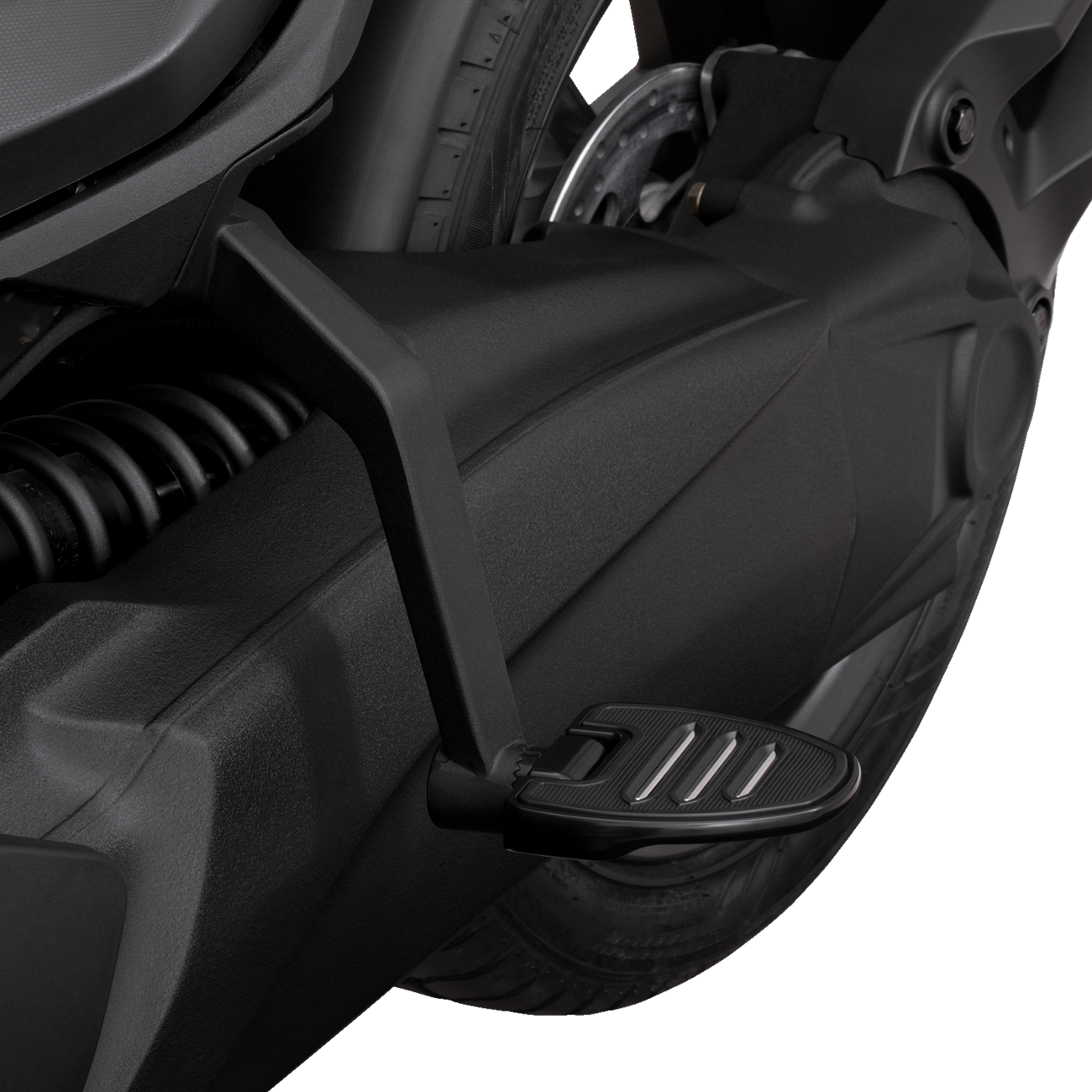 Show chrome adjustable passenger board for engine by Bill's Exhausts, featuring a sleek chrome finish and sturdy mounting brackets.