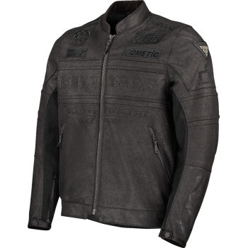 Black ICON Neo Daytona 2 Jacket in large size, featuring a sleek design, from Bill's Exhausts.