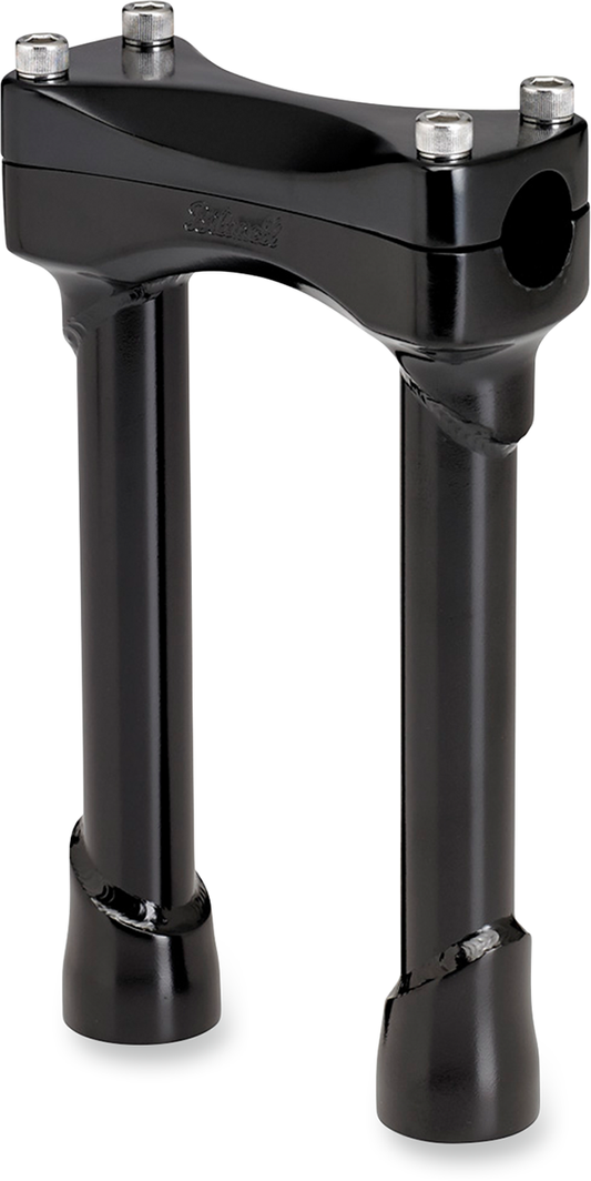 Black BILTWEll Murdock 8-inch handlebar risers from Bill's Exhausts, showcasing the sturdy metal design and mounting features.