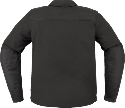 Bill's Exhausts ICON Upstate Canvas CE Jacket in black, large size, featuring durable canvas fabric, front zipper, and adjustable cuffs.
