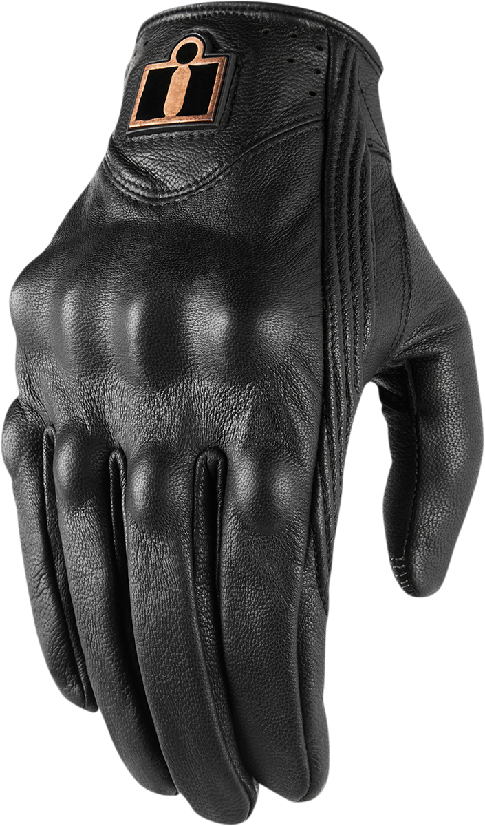 Black ICON Women's Pursuit Classic™ gloves in medium size, made by Bill's Exhausts, shown on a plain background.