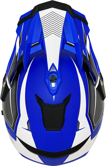 Bill's Exhausts AFX FX-41 motorcycle helmet in matte blue, small size, with a sleek aerodynamic design and clear face shield.