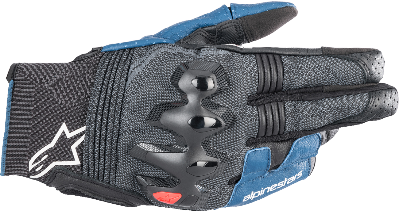 Alpinestars Morph Sport motorcycle gloves in black and blue Sodalite, size XL, with protective padding and adjustable straps.