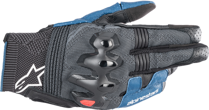 Alpinestars Morph Sport motorcycle gloves in black and blue Sodalite, size XL, with protective padding and adjustable straps.