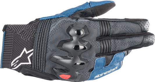 Alpinestars Morph Sport motorcycle gloves in black and blue Sodalite, size XL, with protective padding and adjustable straps.