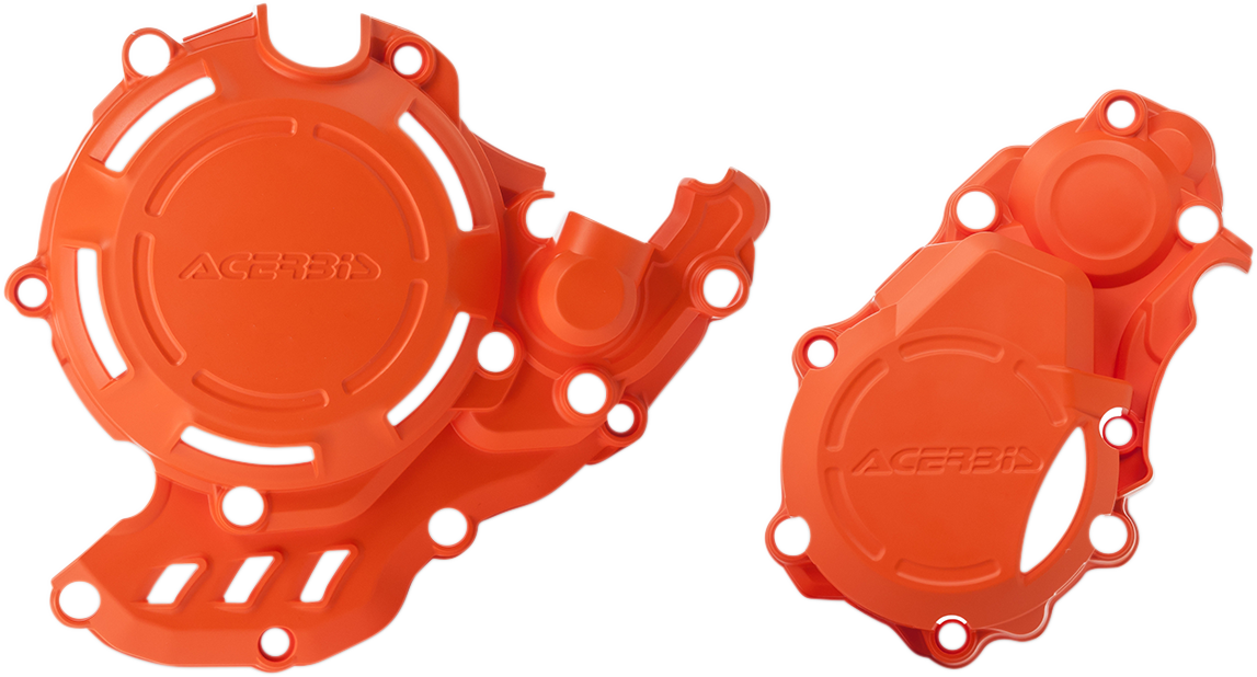 Orange ACERBIS X-Power Cover Kit body replacement for motorcycle, featuring vibrant orange plastic parts with black accents.