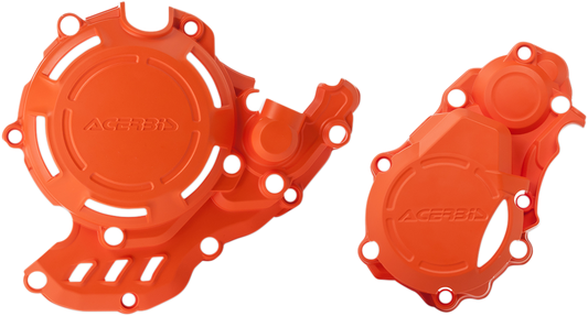 Orange ACERBIS X-Power Cover Kit body replacement for motorcycle, featuring vibrant orange plastic parts with black accents.
