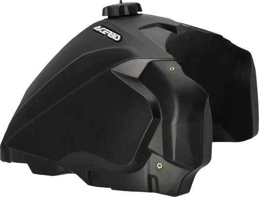 Black Acerbis gas tank for Tenere 700 motorcycle, body view with mounting points and sleek design, by Bill's Exhausts.
