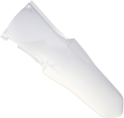 White ACERBIS rear fender for motorcycles, featuring a sleek body design, shown in the image.