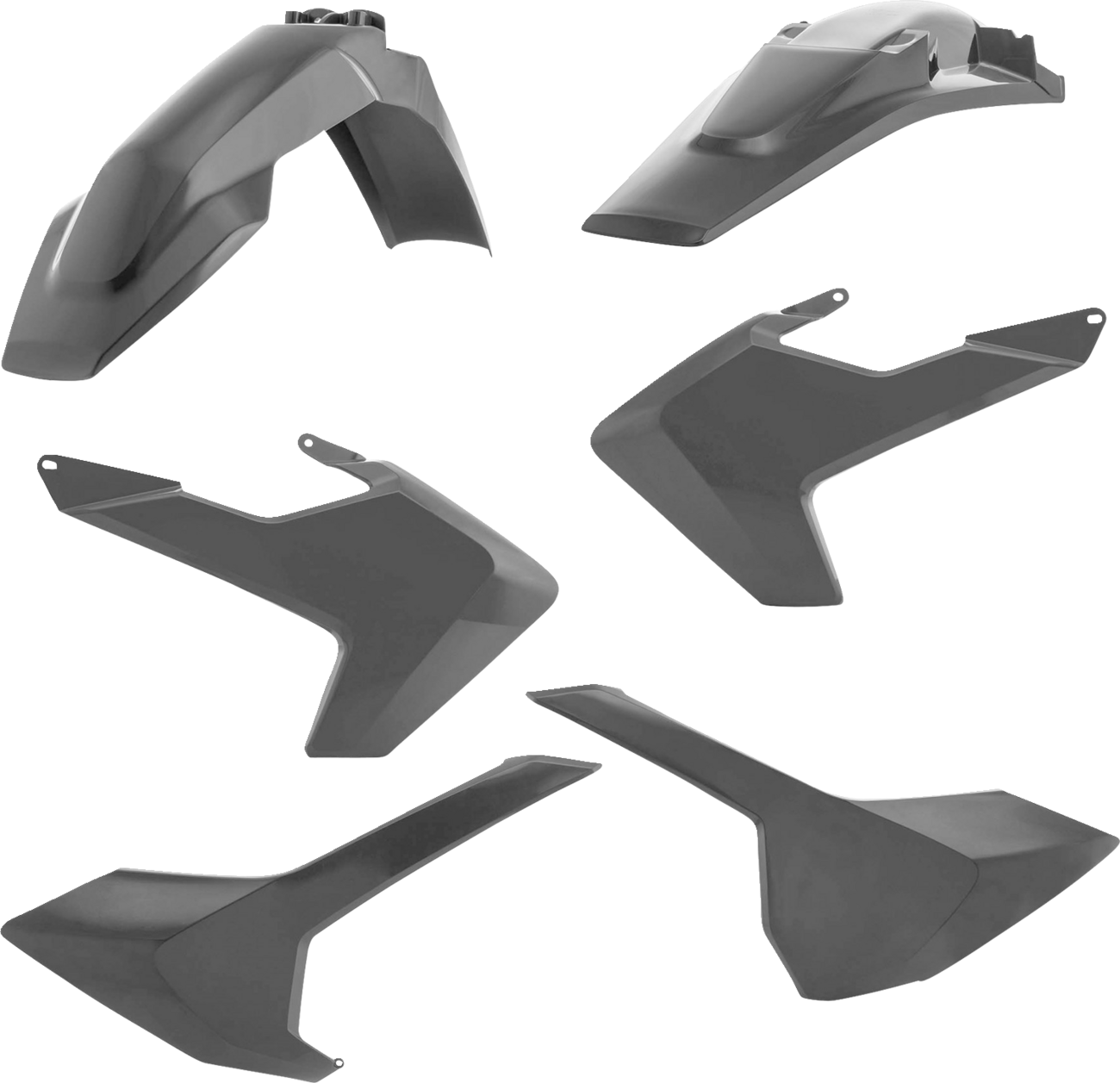 Gray Acerbis replacement body kit for Husqvarna motorcycle, standard size, designed for easy installation and durable performance.