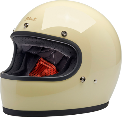 Gloss white BILTWELL Gringo helmet in large size, featuring a smooth, aerodynamic design with ventilation vents and sturdy strap.