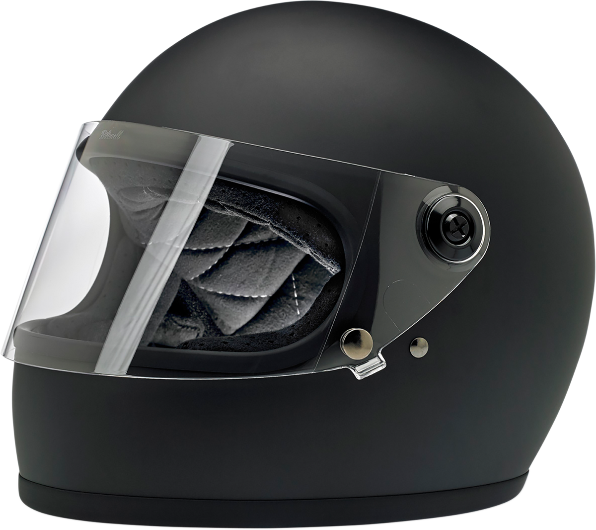 BILTWELL Gringo S helmet in flat black, small size, with a smooth, aerodynamic design and matte finish.