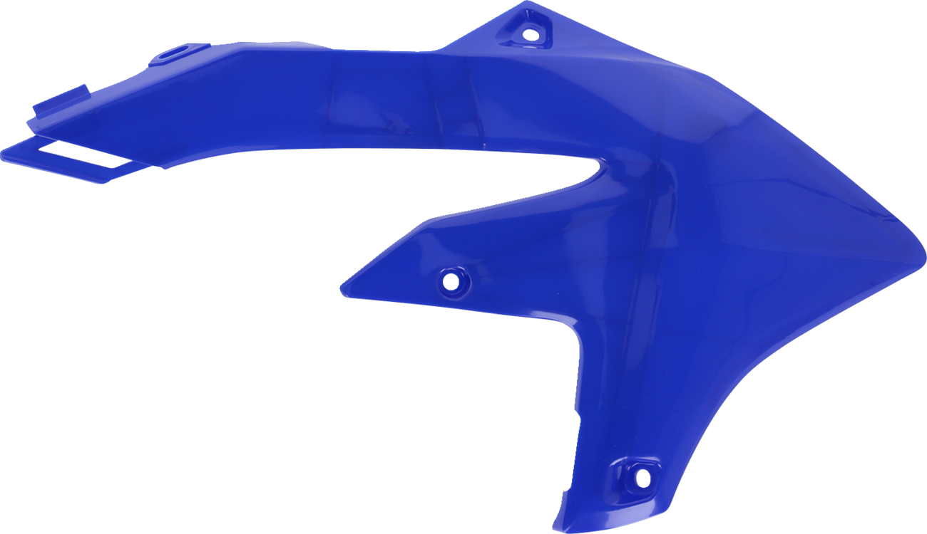 Blue ACERBIS radiator shrouds for Yamaha YZ450F 2023 motorcycle, body protective parts with vibrant blue color.