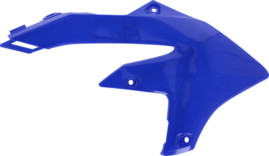 Blue ACERBIS radiator shrouds for Yamaha YZ450F 2023 motorcycle, body protective parts with vibrant blue color.