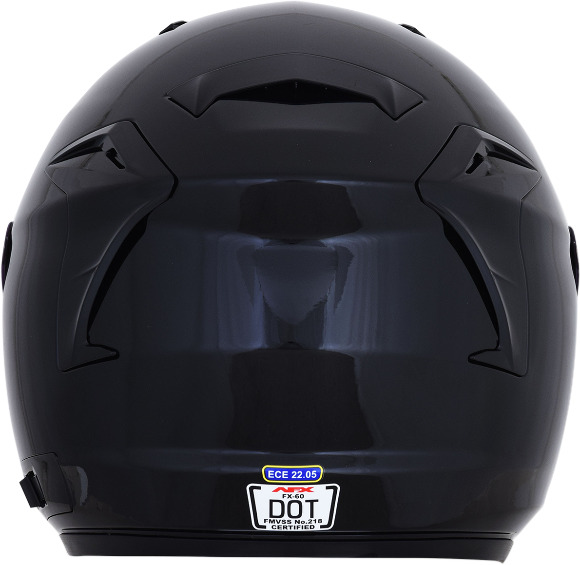 Gloss black AFX FX-60 motorcycle helmet in large size with a smooth, aerodynamic design, featuring clear visor and ventilation vents.