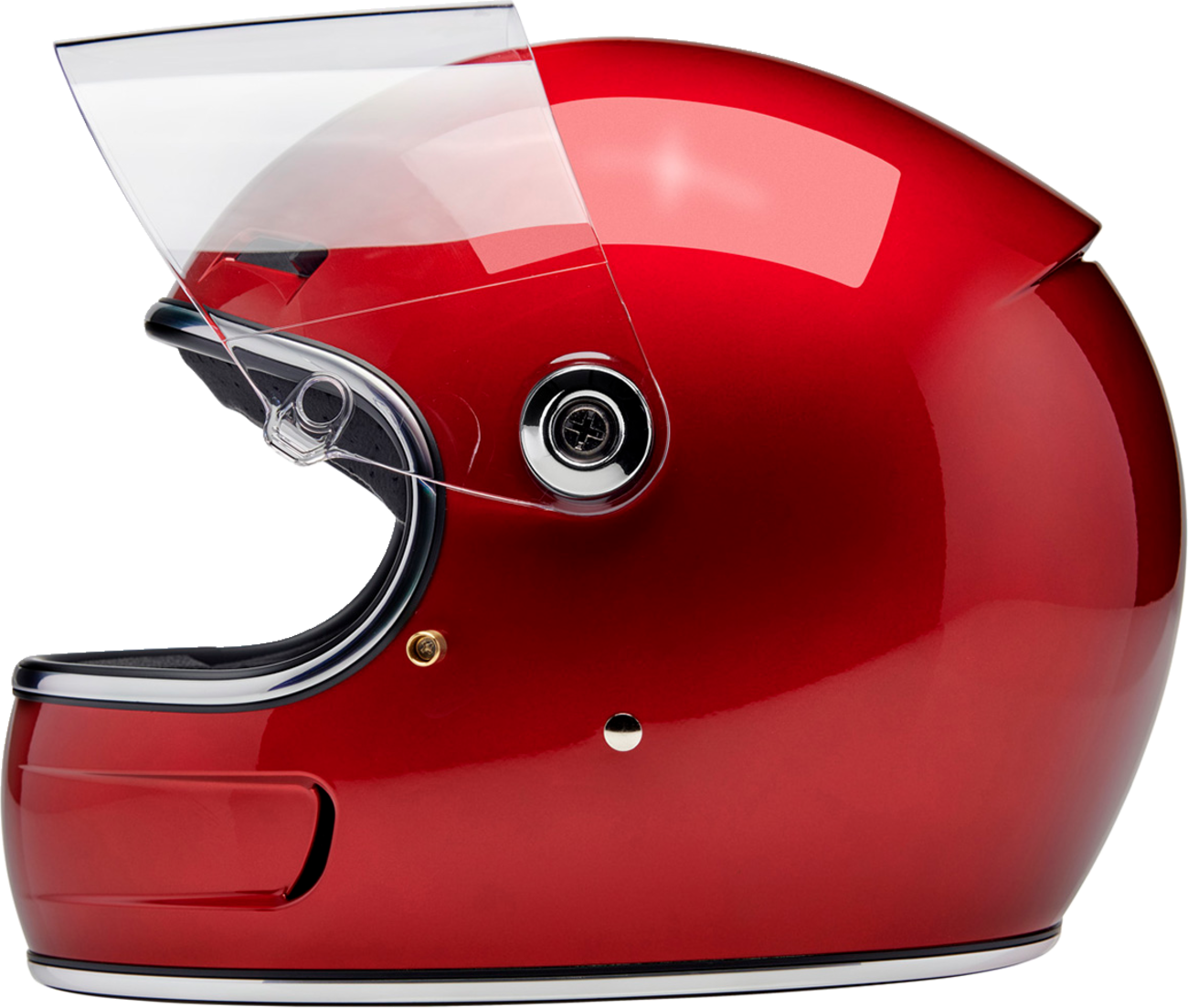 BILTWELL Gringo SV helmet in metallic cherry red, medium size, with smooth glossy finish and aerodynamic design.