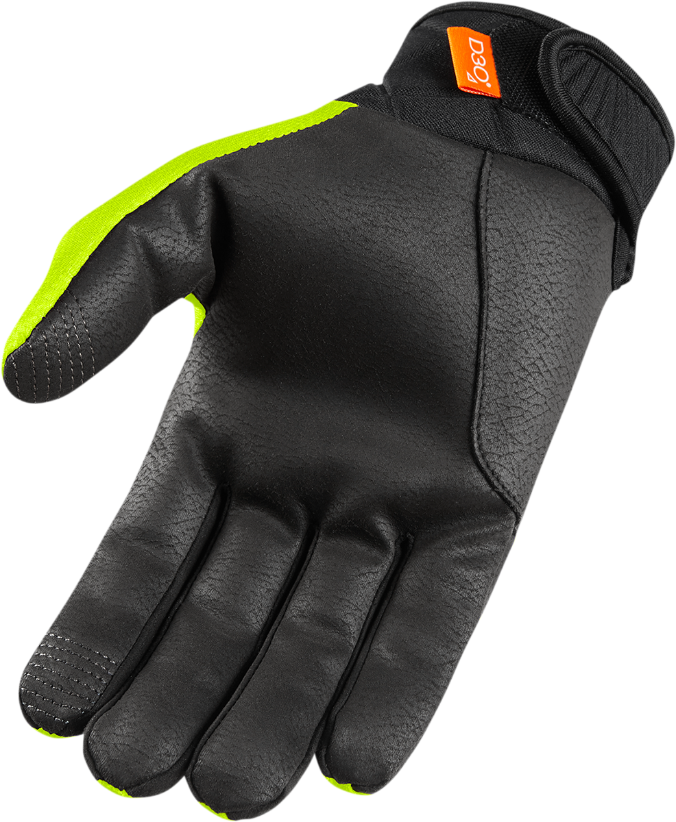 Bill's Exhausts ICON Anthem 2 CE™ Hi-Vis gloves in small size with protective features and bright orange color.