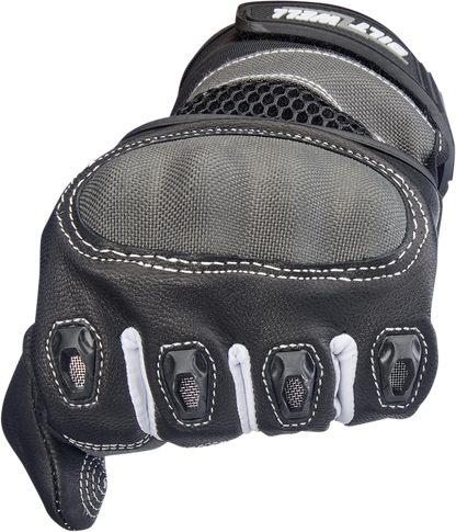 Gray BILT WELL Bridgeport gloves in XL size, featuring durable construction and detailed stitching, designed for motorcycle or work use.