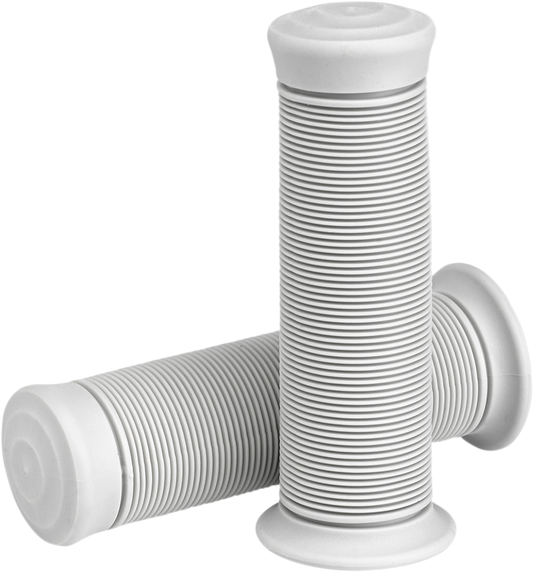 White BILTWELL Kung Fu motorcycle grips, 1-inch size, with a textured rubber surface for secure handling.