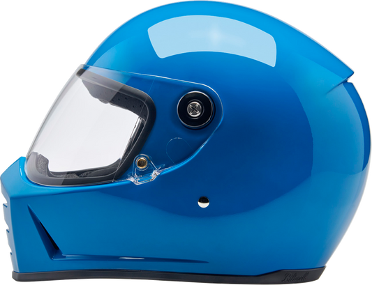 Biltwell Lane Splitter helmet in Gloss Tahoe Blue, small size, featuring a sleek motorcycle helmet design.