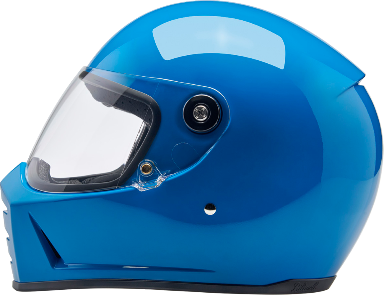 BILTWELL Lane Splitter helmet in gloss Tahoe Blue, XL size, with aerodynamic design and motorcycle helmet features.