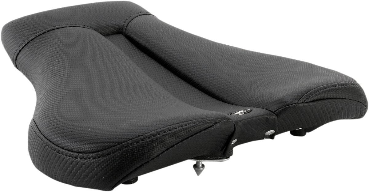 Black SADDLEMEN Gel Channel Track Carbon Fiber Sport Seat for Triumph motorcycles, featuring sporty design and premium carbon fiber details.