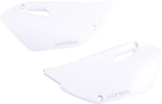 Acerbis white side panels for motorcycle body, showcasing sleek design and fitment details.