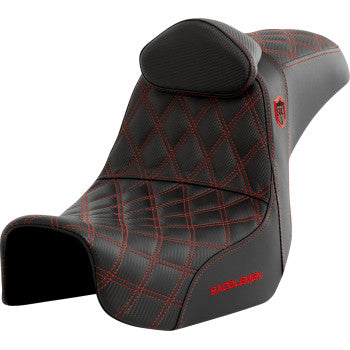 SADDLEMEN Pro Series SDC Performance Seat - with Backrest - Red Stitch - Dyna '06-'17 SC80604REDRT - Howling Moto