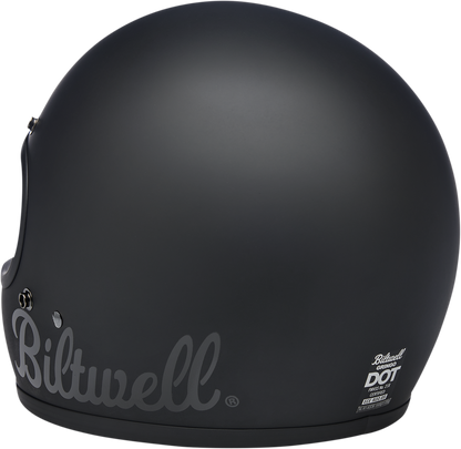 Biltwell Gringo helmet in flat black with XL size, featuring smooth matte finish and classic vintage motorcycle helmet style