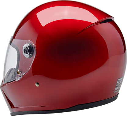 BILTWELL Lane Splitter helmet in metallic cherry red, medium size, featuring a sleek motorcycle helmet design with vent openings.
