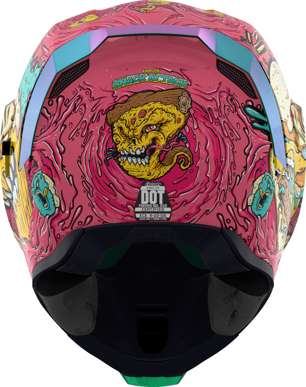 Pink ICON Airflite™ Helmet with Snack Attack design, large size, MIPS® safety system, featuring aerodynamic vents and sleek finish.