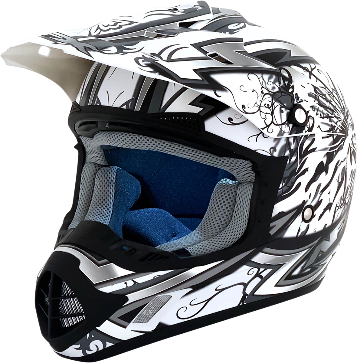 Matte white AFX FX-17Y butterfly helmet in small size, featuring aerodynamic design and ventilation for motorcycle riding safety.