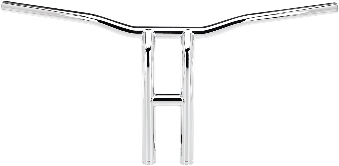 Chrome BILTWELL Tyson XL Pullback Handlebars, 14-inch motorcycle handlebar with wide pullback design for Harley bikes.