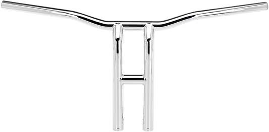 Chrome BILTWELL Tyson XL Pullback Handlebars, 14-inch motorcycle handlebar with wide pullback design for Harley bikes.