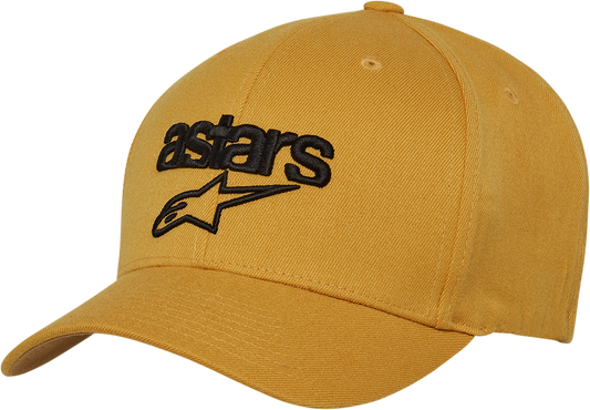 Alpinestars Heritage Blaze Hat in mustard and black, large/XL size, featuring a stylish protective gear design with branding details.