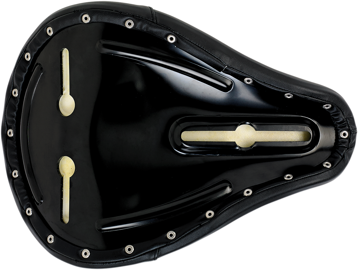 Black Biltwell Midline Seat in diamond pattern, designed for motorcycle seats, with a sleek, contoured look and durable construction.