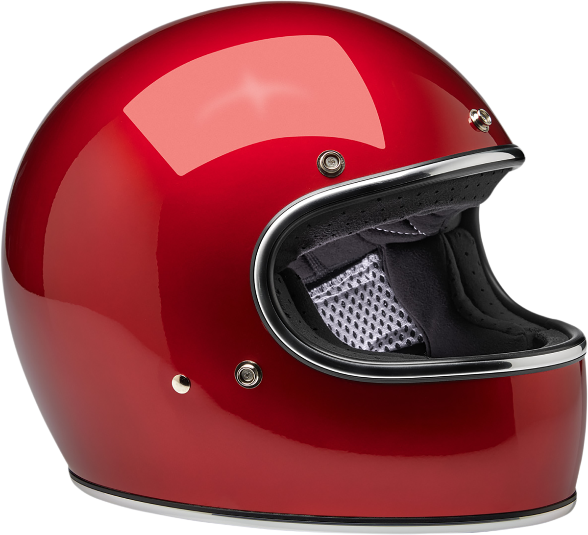 BILTWELL Gringo helmet in metallic cherry red, large size, with a smooth, shiny finish, designed for motorcycle riding safety.