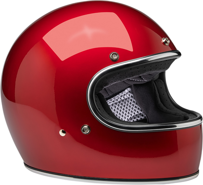BILTWELL Gringo helmet in metallic cherry red, small size, with a shiny glossy finish and classic motorcycle helmet design.