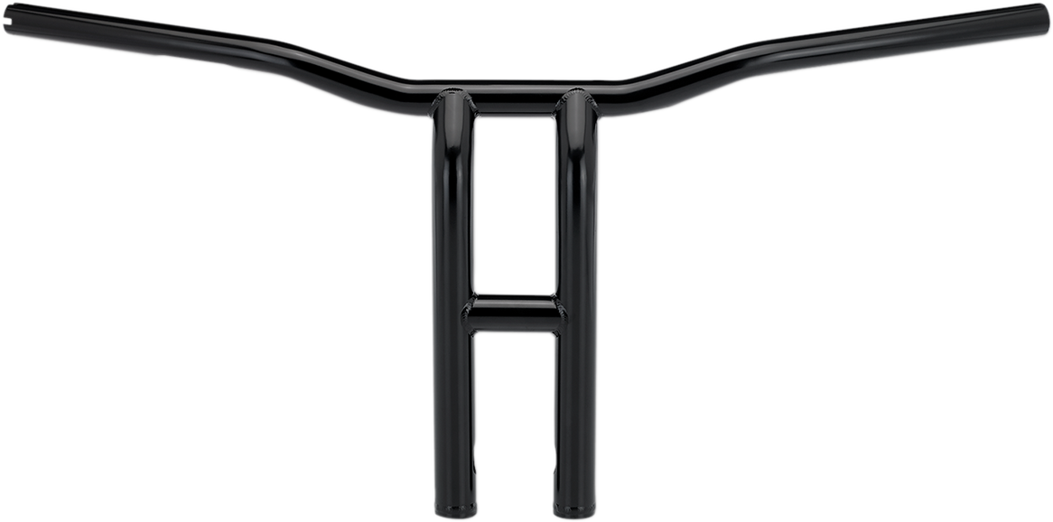 Black BILTWELL Tyson XL pullback handlebar for motorcycles, 14-inch width, designed for custom bike builds.