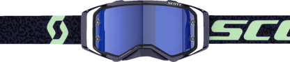 Scott Prospect Amplifier Goggle in dark purple and mint with blue chrome lens, featuring adjustable strap and ventilation.