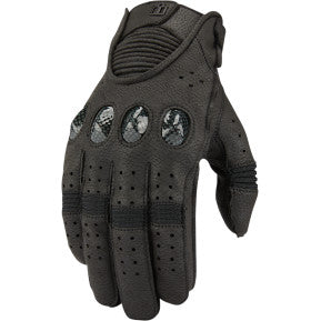 Black ICON Outdrive gloves in 3XL size by Bill's Exhausts, showing the textured fabric and secure wrist closure.