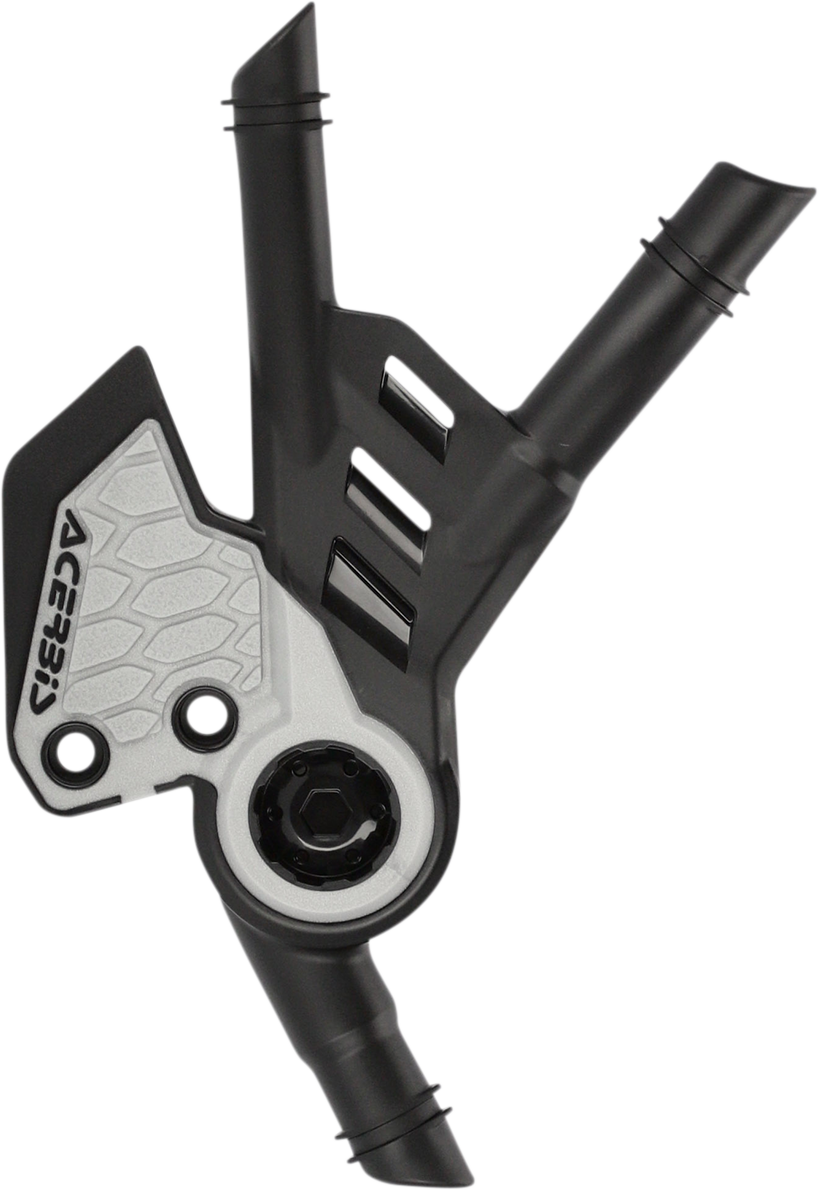 Acerbis X-Grip Frame Guards in black and gray mounted on motorcycle frame for protection and style.