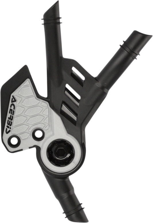 Acerbis X-Grip Frame Guards in black and gray mounted on motorcycle frame for protection and style.