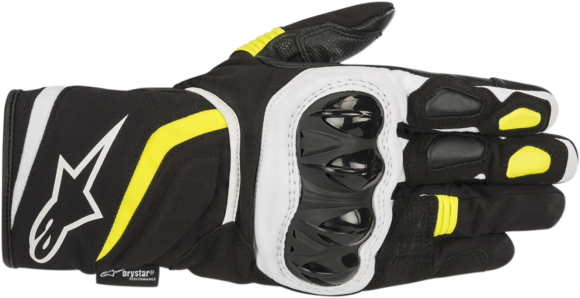 Alpinestars T-SP W Drystar gloves in black and fluo yellow, 3XL size, showing protective design and breathable fabric for motorcycle riding.