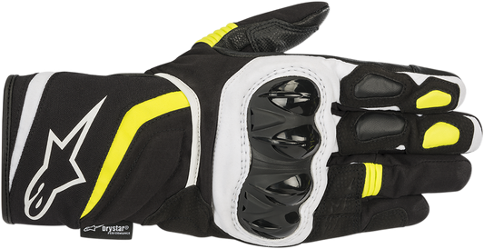 Alpinestars T-SP W Drystar gloves in black and fluo yellow, 3XL size, showing protective design and breathable fabric for motorcycle riding.
