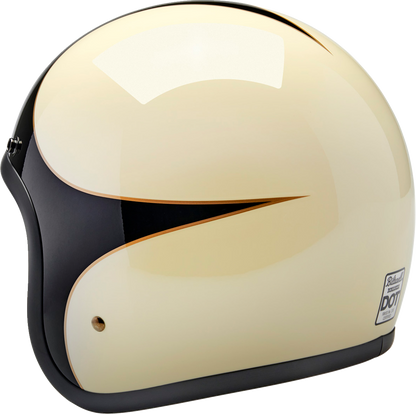 BILTWELL Bonanza vintage white/black scallop helmet with glossy finish, XS size, featuring retro design and secure strap.