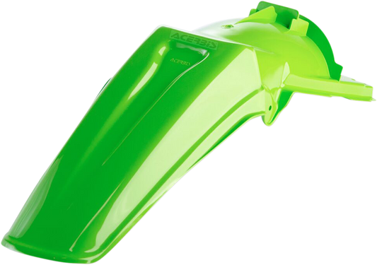 Green Acerbis rear fender for motorcycles, designed for durability and fit, with a sleek body style and brand compatibility.