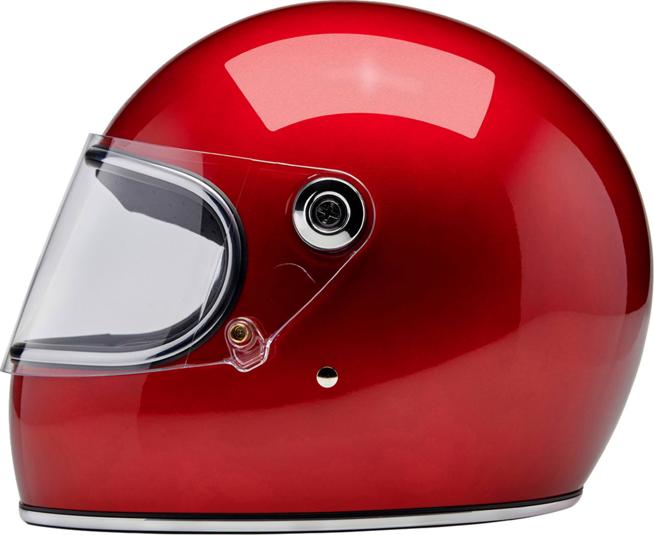 BILTWELL Gringo S helmet in metallic cherry red, medium size, with a glossy finish and vented design for motorcycle riding.