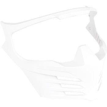Rubatone white ICON Elsinore™ helmet mask part with smooth finish, designed for motorcycle helmet customization and repair.